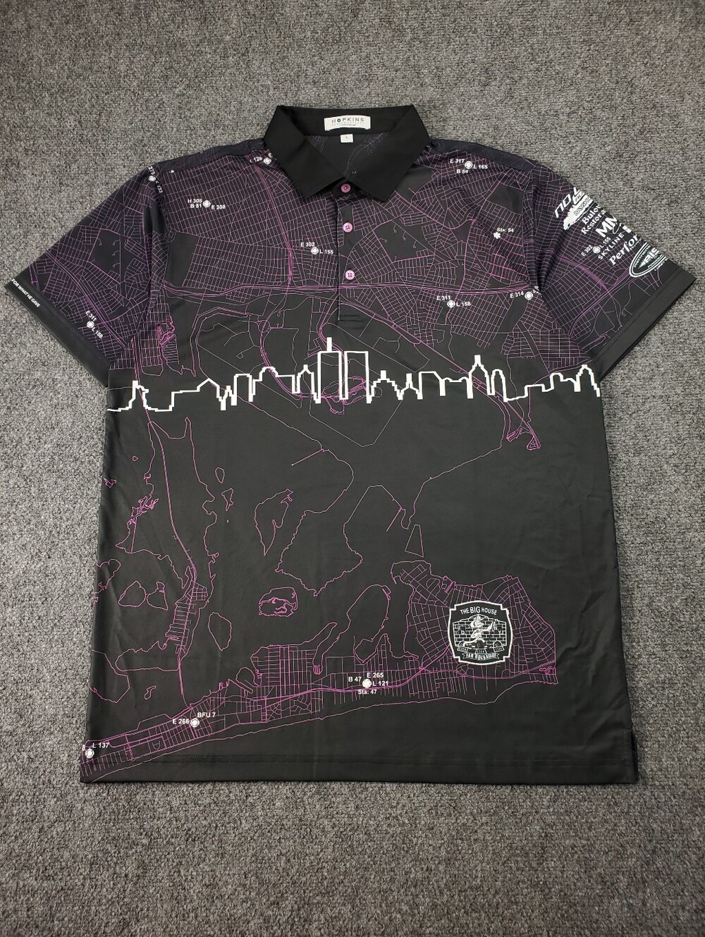 New York City Fire Department Custom Golf Polo Shirt Large All Over Skyline Map
